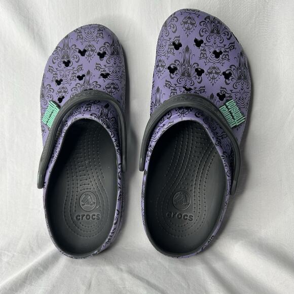 Disney Crocs Haunted Mansion Wallpaper Men 10 Women 12 Glow In The Dark Jibbitz - Picture 7 of 8